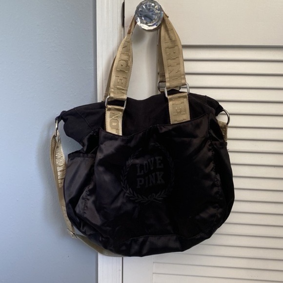 Black & gold VS Pink Messenger bag satin & canvas - Picture 16 of 16